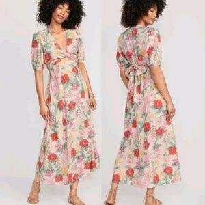 NWOT Linen-Blend Maxi Dress with cut out XL